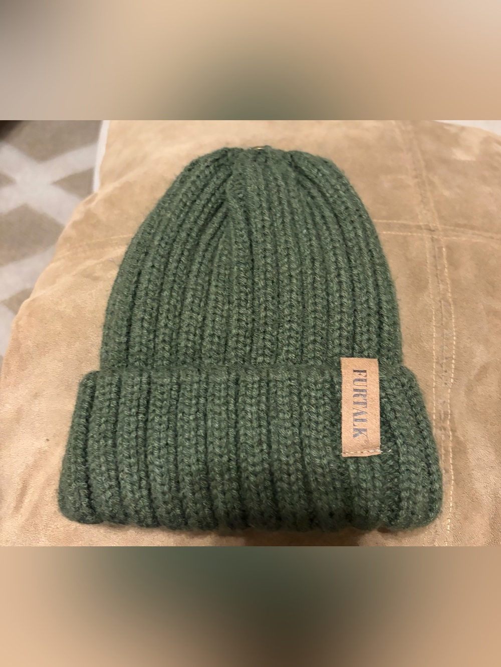 Furtalk Kids Olive Ribbed Knit Beanie